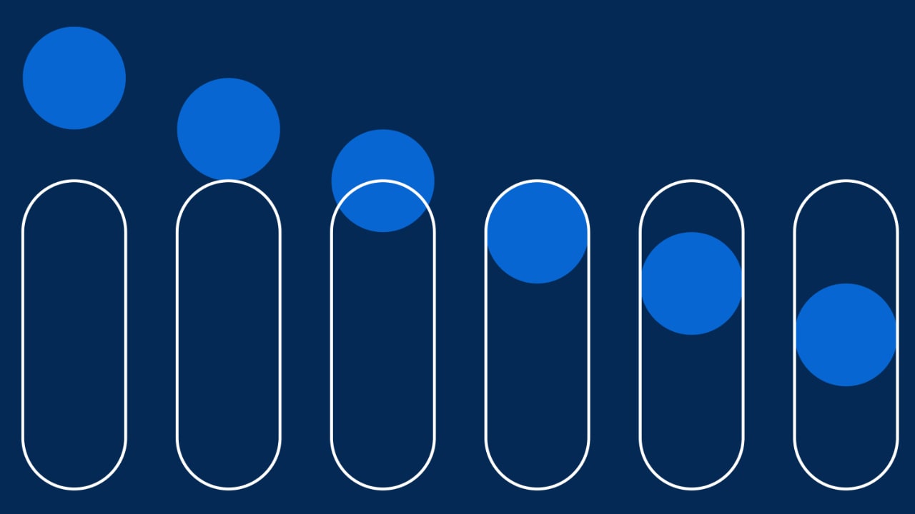 Abstract pill line art with circles