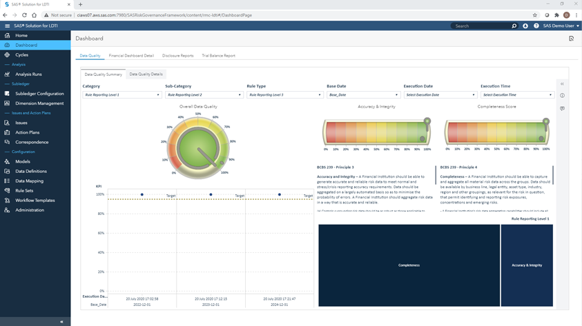 Screenshot of SAS Solution for LDTI showing data collection management
