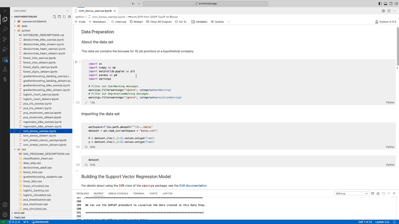 SAS Viya Workbench screenshot showing Quick Start
