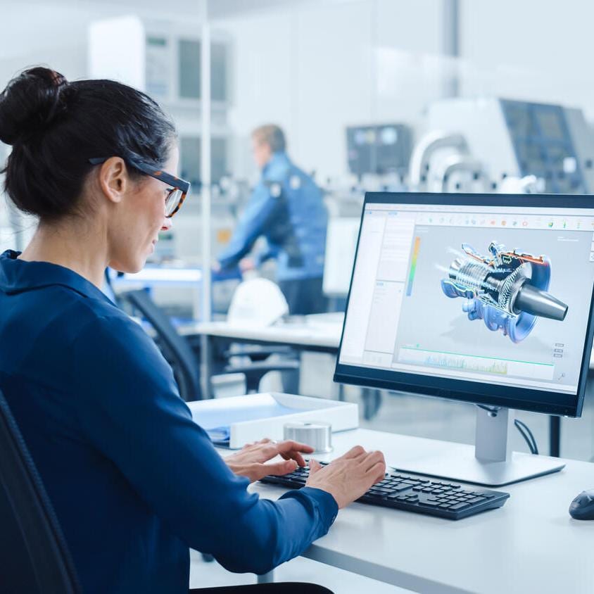 Industrial engineer working on 3D model